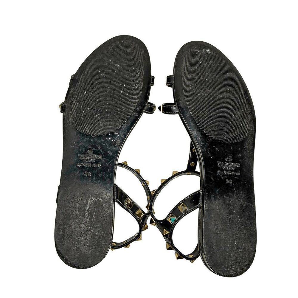 Valentino Garavani Rockstud Jelly Gladiator Sandals EU 38 Black PVC Studded Flat - Picture 9 of 10